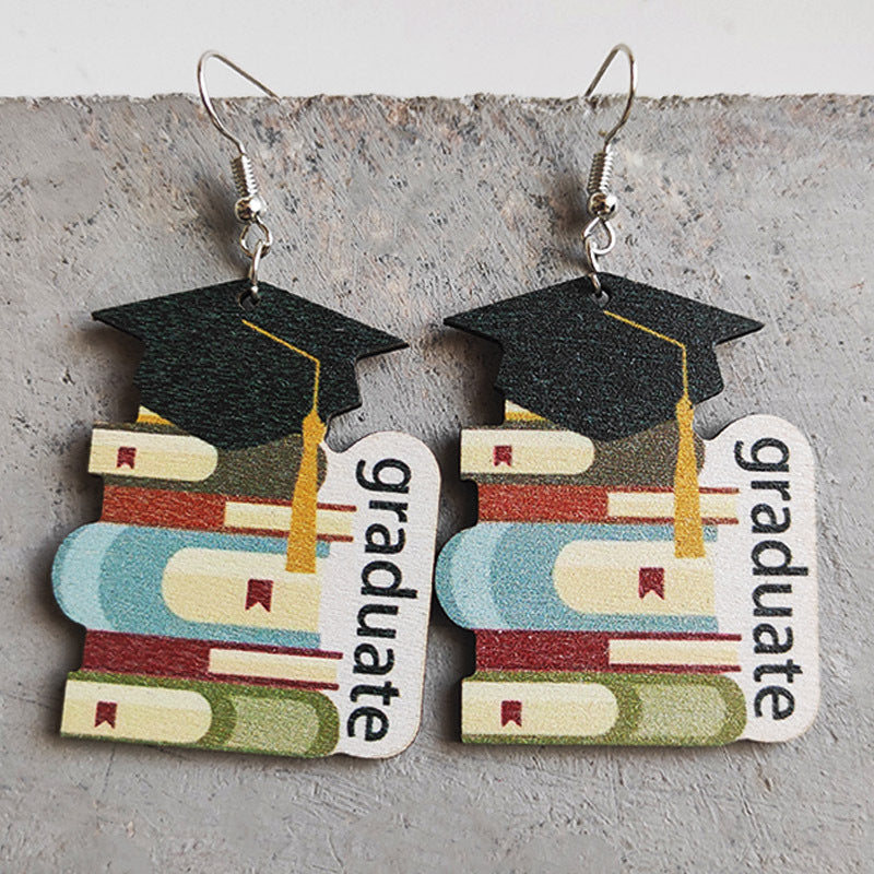 School Day Wooden Earrings