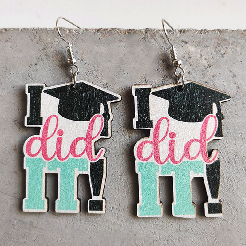 School Day Wooden Earrings