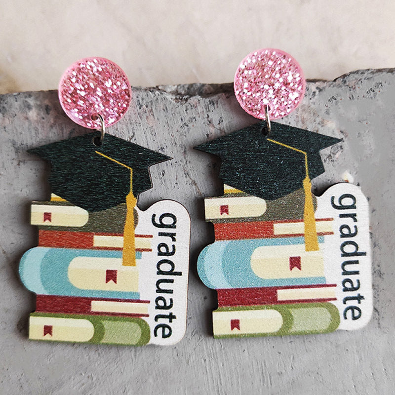 School Day Wooden Earrings